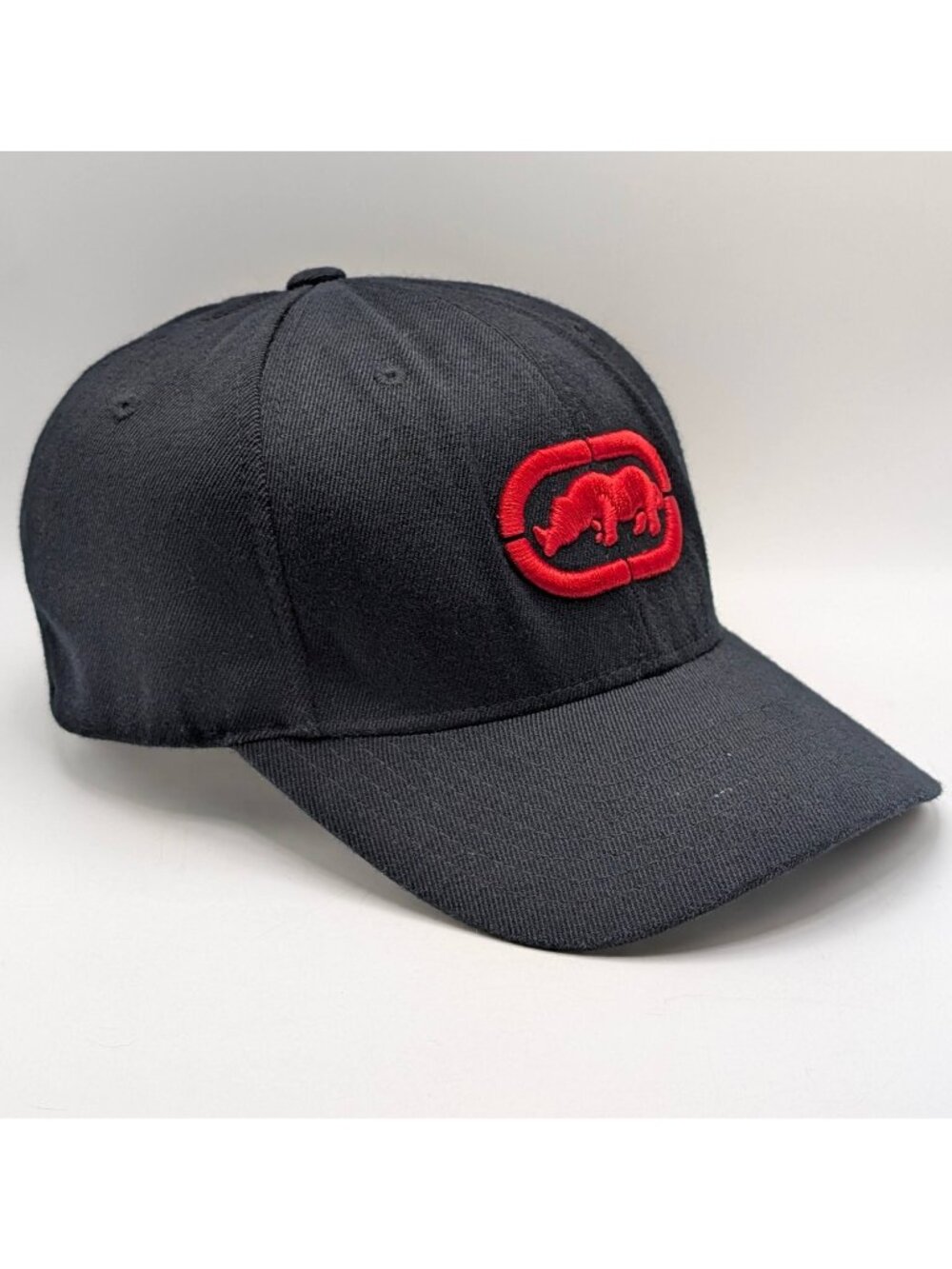 Vintage Ecko Unltd Hat Cap S/M Black Red Rhino Logo Skater Hip Hop Streetwear